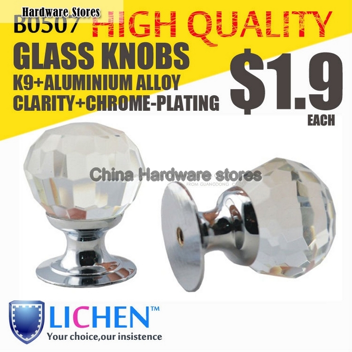 Furniture Handle&Glass cupboard knobs&Armoire knobs B0507 aluminium alloy+k9 glass Crystal knobs LICHEN drawer knobs