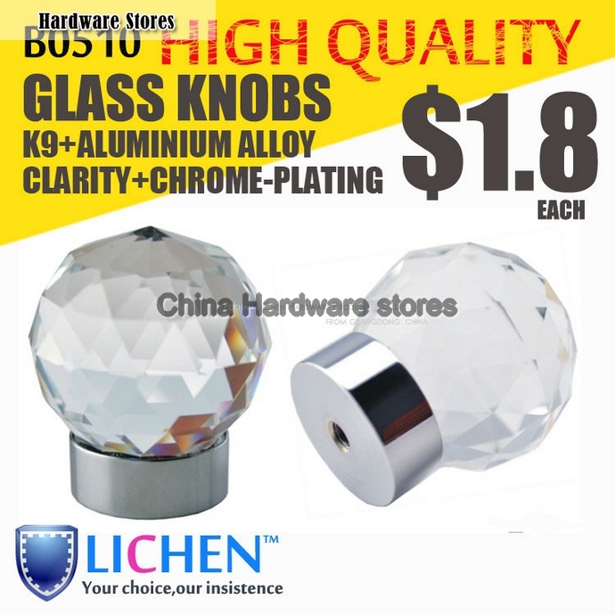 Furniture Handle&Glass cupboard knobs&Armoire knobs B0510 aluminium alloy+k9 glass Crystal knobs LICHEN