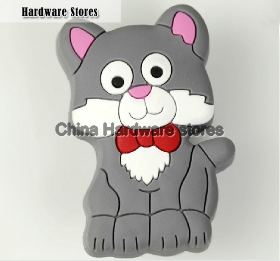 Grey Cat dresser Knobs ,Nursery Decor /sweet girl Handle Pulls/ Children door pull Grey Cat dresser Knobs ,Nursery Decor /sweet girl Handle Pulls/ Children door pull