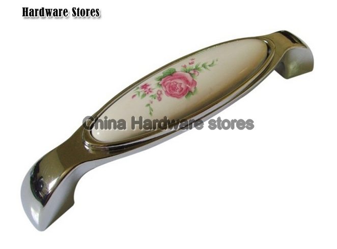 Pink rose ceramic flush pull handles cupboard handles kitchen drawer handles kitchen cabinet knob ceramic handle 50pc/lot H41-PC