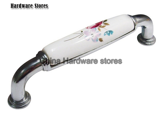 Silver zinc + tulip ceramic door knobs/ bedroom drawer handles/ door knob/ furniture drop handles/ furniture material AE09-PC