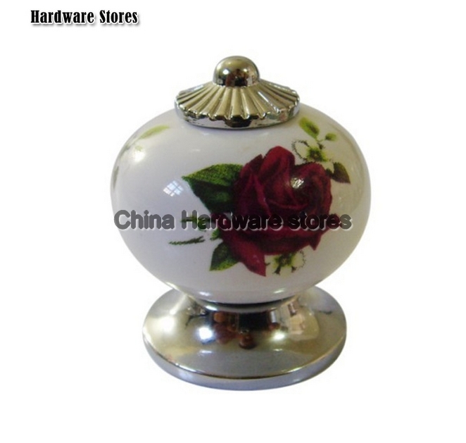 Silver zinc +rose ceramic knobs/ classic handle knobs/ painted furniture handles/ stoneware door knobs/ cabinet handle AL58-PC