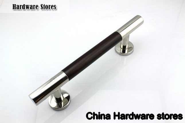 300mm 304 Stainless Steel &Walnut Glass & Wood Door Handles Furniture Dresser Chrome Silver Pulls and Knobs Drawer Hardware