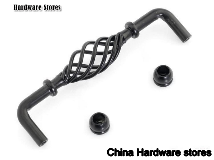 10Pcs/Lot Black Birdcage Cabinet Pull Handle and Bar Knob ( C:C:128MM L:135MM )