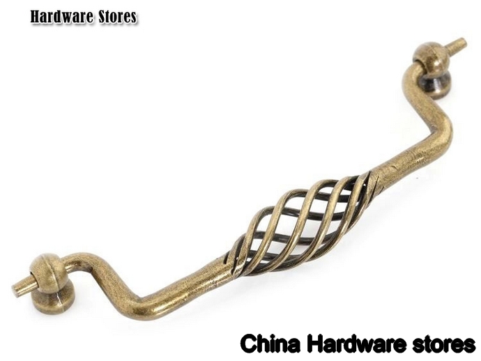 10Pcs/Lot Classical Antique Brass Birdcage Furniture Cabinet Drawer Pull Handle( C:C:160MM L:174MM )