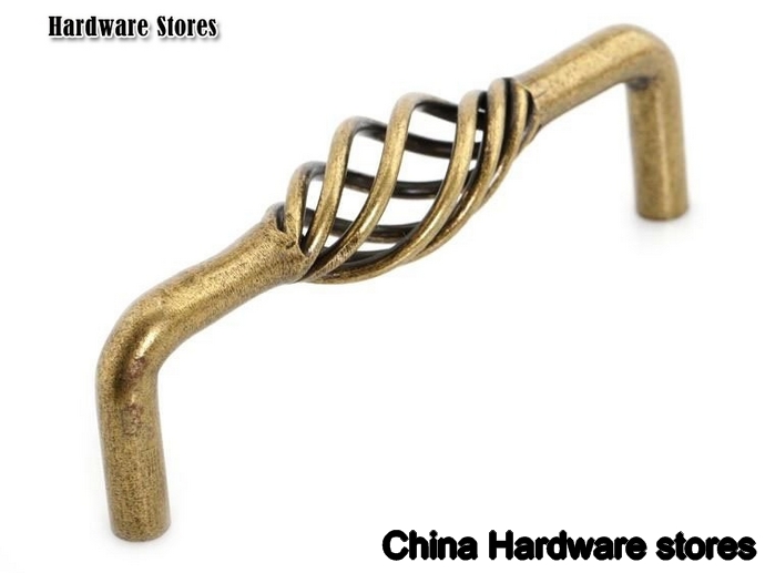10Pcs/ Lot European style Antique Brass Birdcage Cabinet Drawer Pull Handle( C:C:96MM L:102MM )