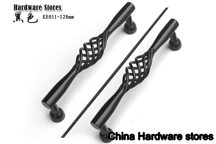128mm Europen cabinet hardware /cabinet handle/ kitchen cabinet handle , black pull handle  C:128mm L:140mm