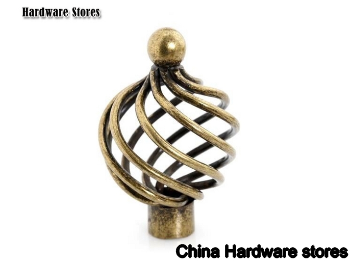 15 Pcs/Lot Big Size Round Antique Brass Birdcage Furniture Drawer Pull Handle Cabinet Knobs Iron Material ( D:40MM H:60MM )