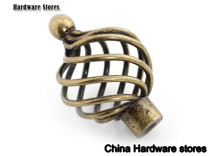 15 Pcs/Lot Big Size Round Antique Brass Birdcage Furniture Drawer Pull Handle Cabinet Knobs Iron Material ( D:40MM H:60MM )