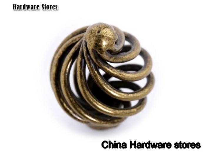 15Pcs/Lot Small Size Round Antique Brass Birdcage Furniture Drawer Pull Handle( D:35MM H:55MM )