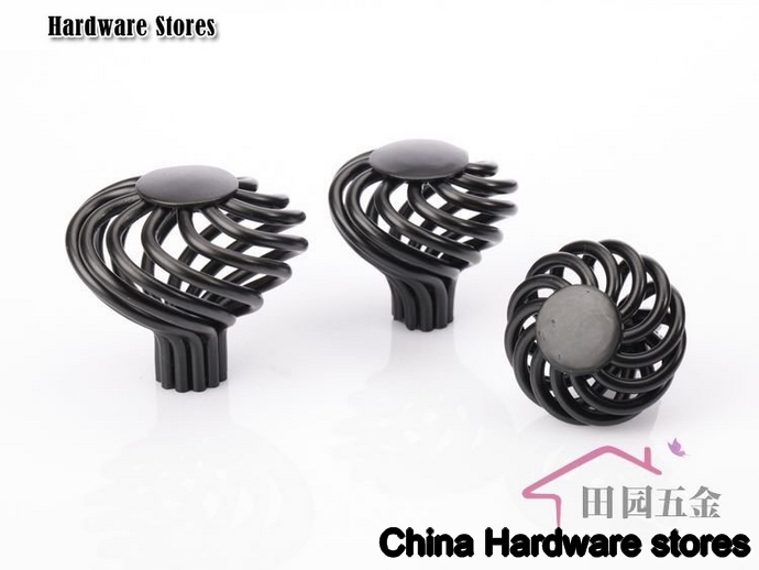 38mm Black IRON birdcage knob / cabinet furniture drawer wardrobe door handle MP-35