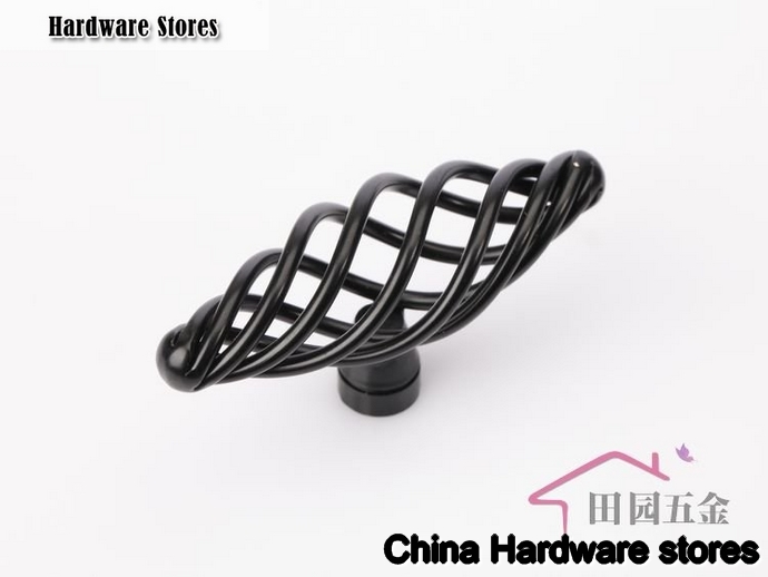 70mm Black birdcage knob / cabinet furniture drawer wardrobe door handle MT-70. L: 70mm