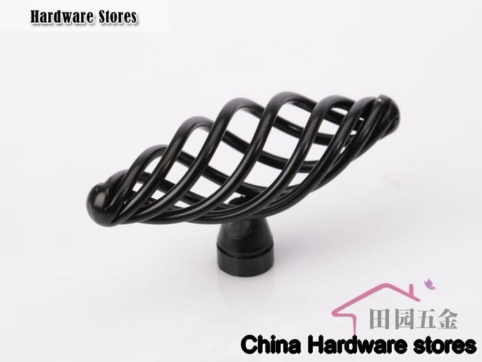 70mm Black birdcage knob / cabinet furniture drawer wardrobe door handle MT-70. L: 70mm