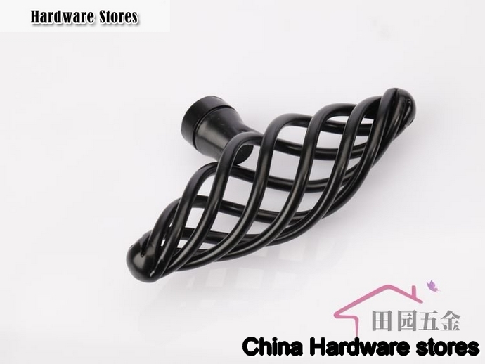 70mm Black birdcage knob / cabinet furniture drawer wardrobe door handle MT-70. L: 70mm