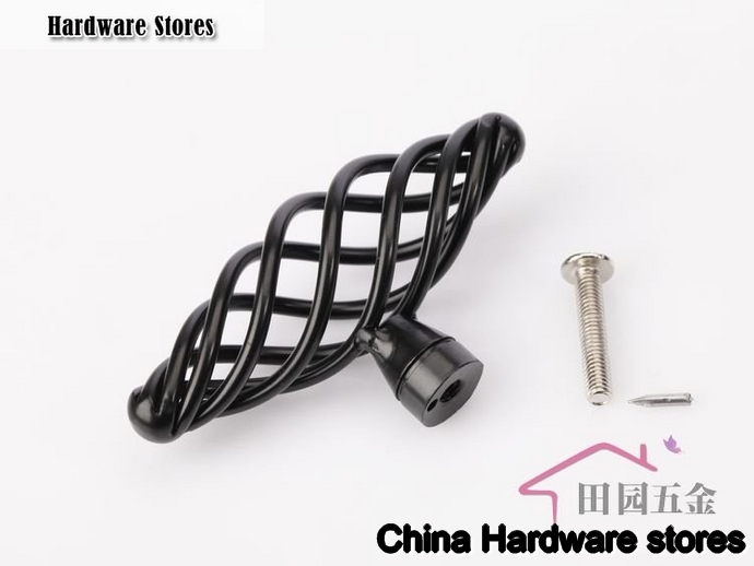 70mm Black birdcage knob / cabinet furniture drawer wardrobe door handle MT-70. L: 70mm