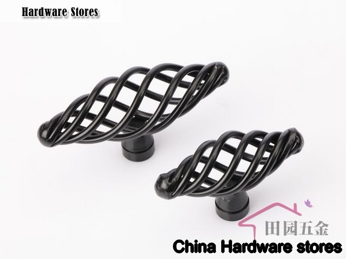 70mm Black birdcage knob / cabinet furniture drawer wardrobe door handle MT-70. L: 70mm