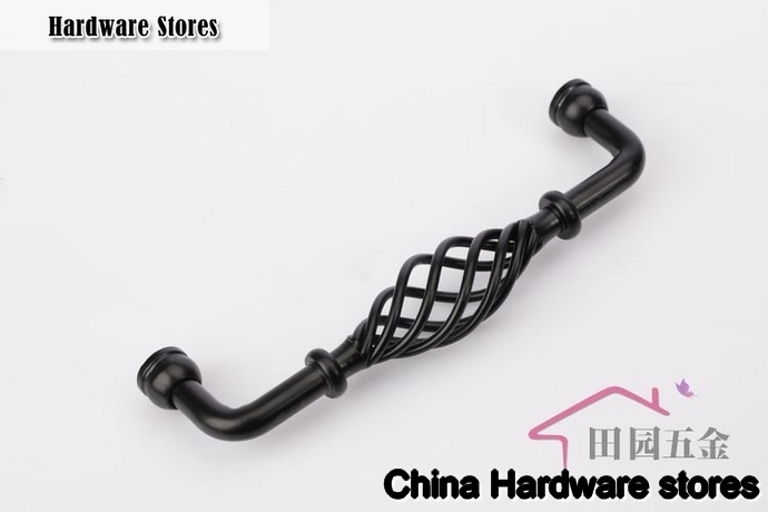 96MM Black Iron furniture kitchen cabinet handle / Iron birdcage drawer pull hangle C:96mm L:105mm MUA-96
