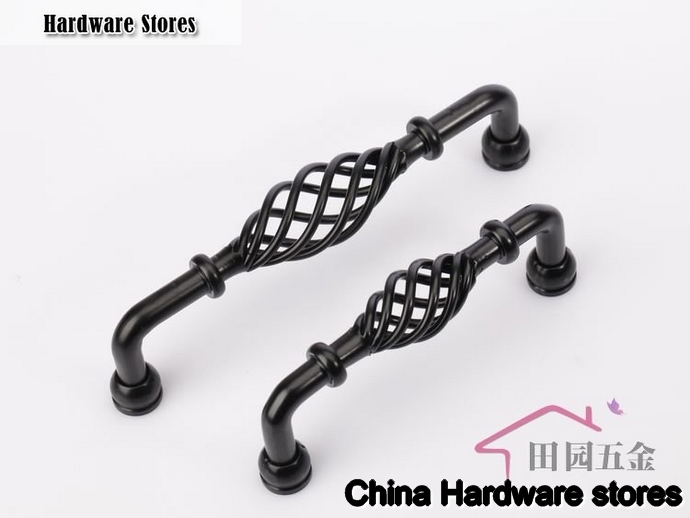 96MM Black Iron furniture kitchen cabinet handle / Iron birdcage drawer pull hangle C:96mm L:105mm MUA-96