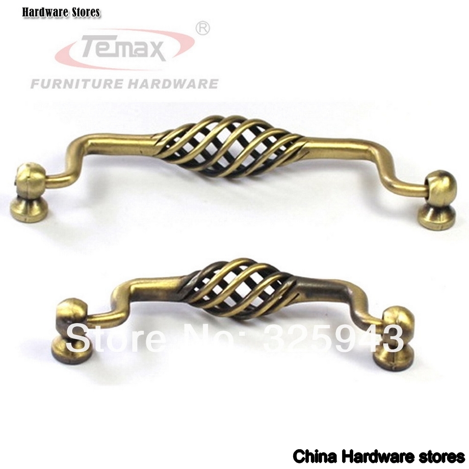 96mm Antique birdcage bronze satin nickel furniture kitchen cabinet drawer handle knob pull drawer bar