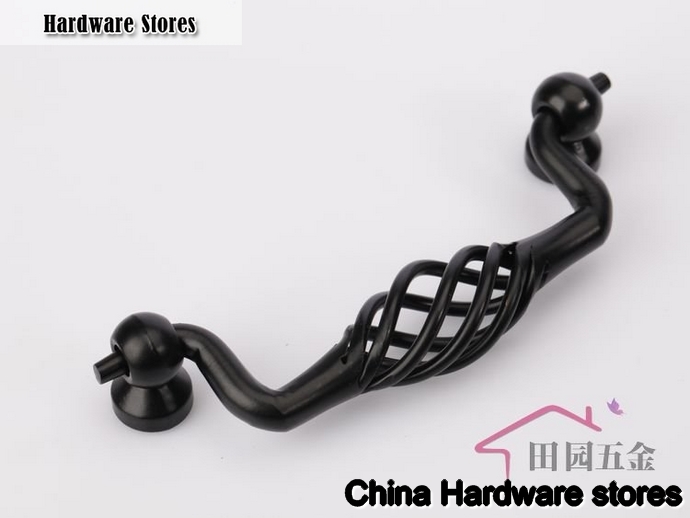 96mm Black iron birdcage drawer pull /furniture handle/ kitchen cabinet handle European design  C:96mm L:110mm