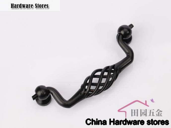 96mm Black iron birdcage drawer pull /furniture handle/ kitchen cabinet handle European design  C:96mm L:110mm