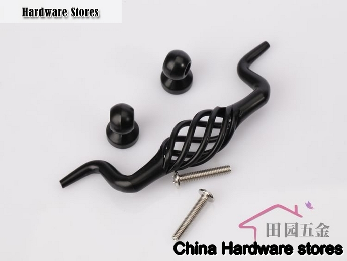 96mm Black iron birdcage drawer pull /furniture handle/ kitchen cabinet handle European design  C:96mm L:110mm