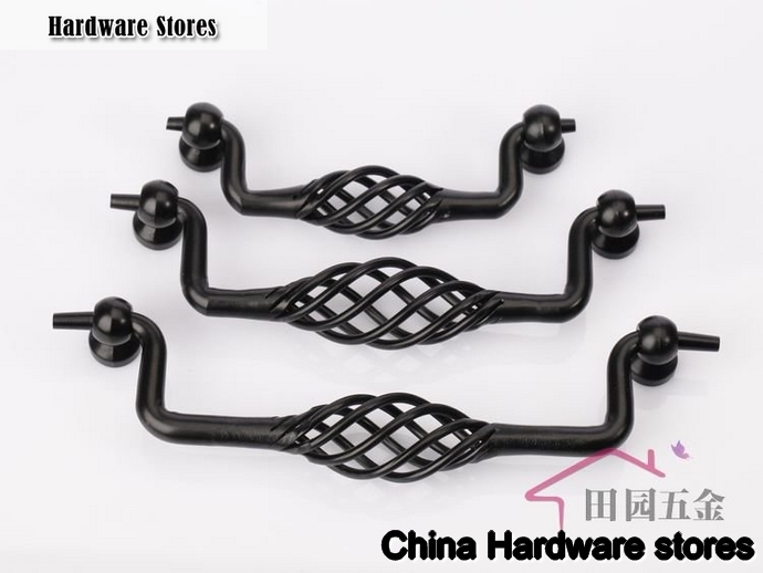 96mm Black iron birdcage drawer pull /furniture handle/ kitchen cabinet handle European design  C:96mm L:110mm