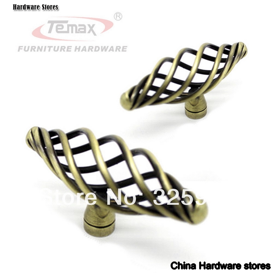 Antique satin nickel bronze birdcage cabinet handles and knobs cupboard door knob dresser drawer pulls