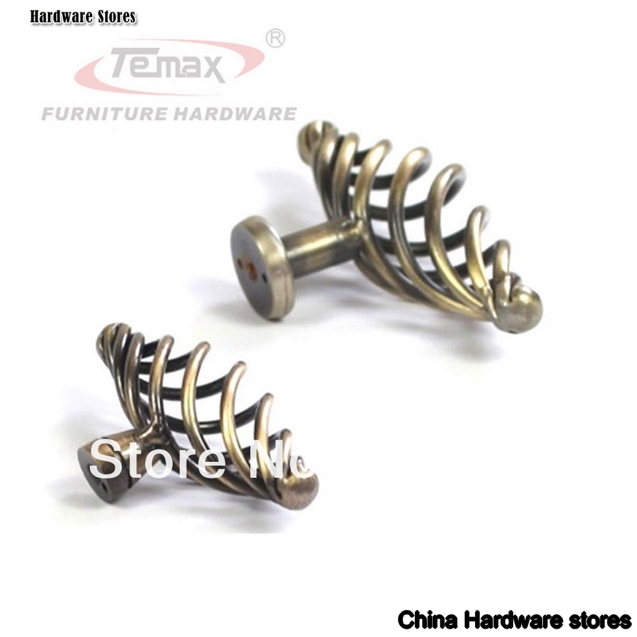 Antique satin nickel bronze birdcage cabinet handles and knobs cupboard door knob dresser drawer pulls