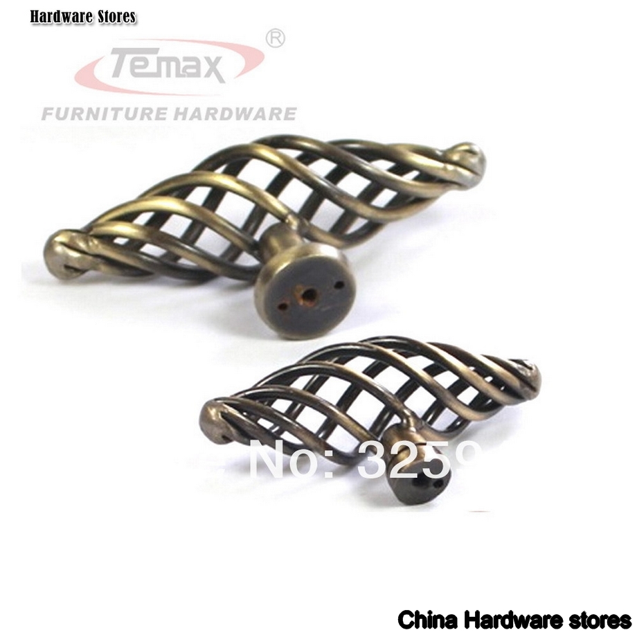 Antique satin nickel bronze birdcage cabinet handles and knobs cupboard door knob dresser drawer pulls