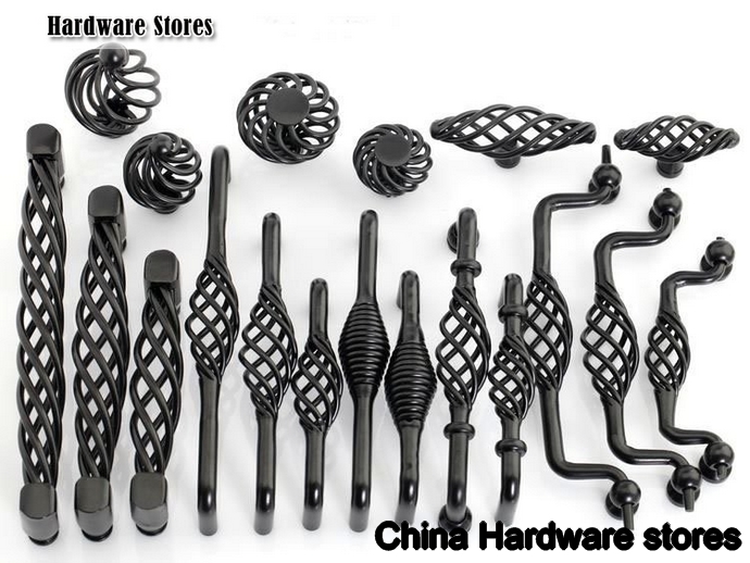 Black Birdcage Kitchen Cabinet Drawer Pull Handle ( D:70MM H:38MM )