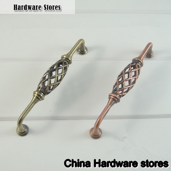 6pcs 128mm Red Antique Iron Birdcage Knobs Decorative Handles Furniture Dresser Pulls Emerald Pearl Granite Kids