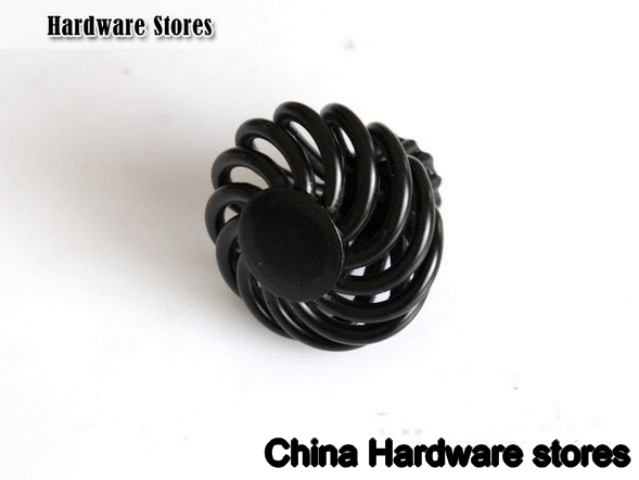 Furniture Drawer Pull Handle Black Birdcage Iron Material ( D:35MM H:35MM )