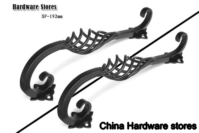Iron Birdcage Cabinet Pull Knobs Matte Black Finish(C.C.:192mm, L:245mm)