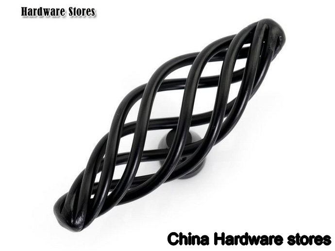 Iron ?Birdcage Cabinet Pull Knobs Matte Black Finish (Length:70mm)