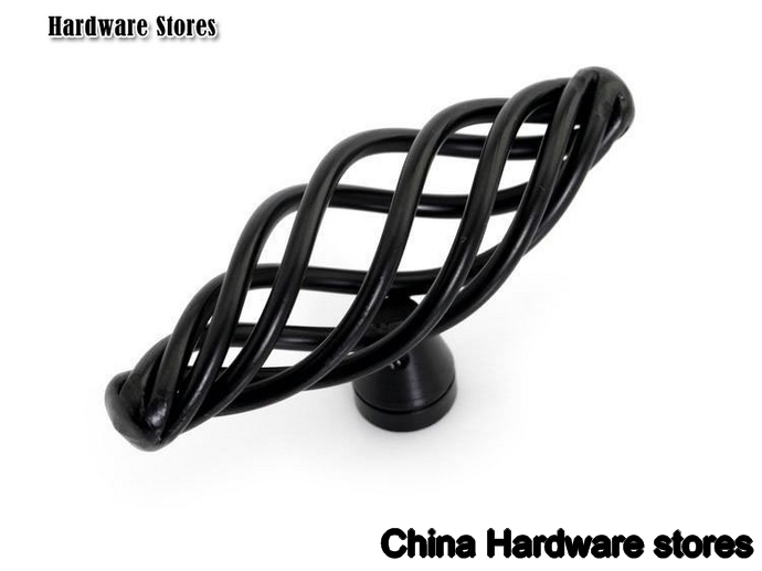 Iron ?Birdcage Cabinet Pull Knobs Matte Black Finish (Length:70mm)