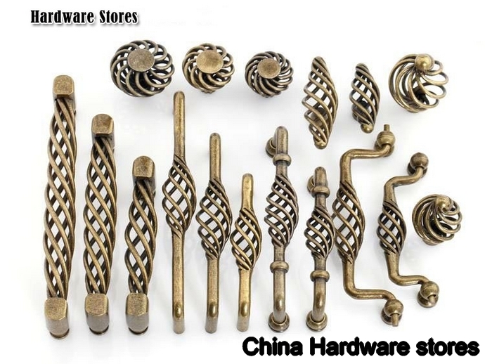 Round Furniture Drawer Pull Handle Antique Birdcage Iron Material ( D:32MM H:30MM )