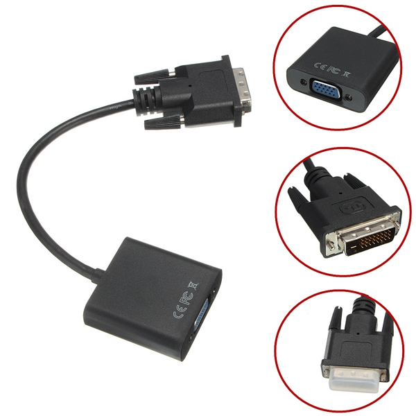 dvi-d 24+1 pin male to vga 15pin female converter video monitor adapter connector active cable electrical equipment