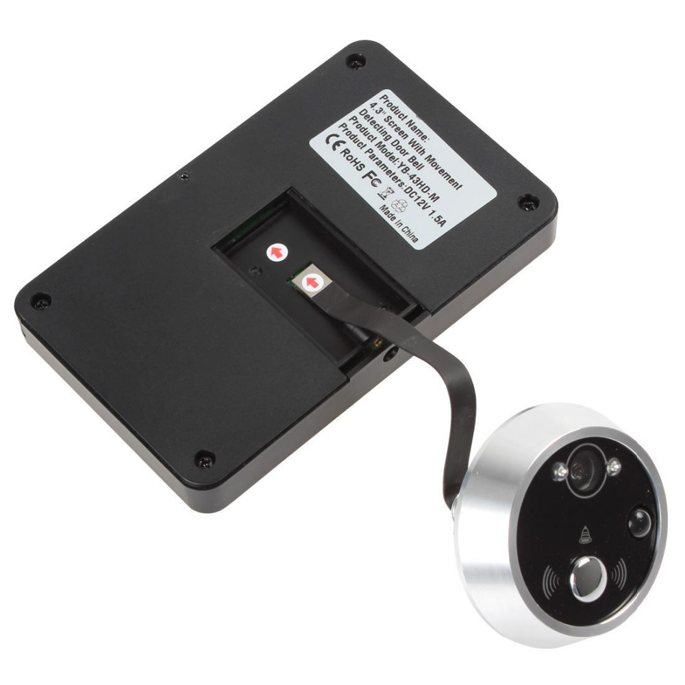 4.3" lcd digital door peephole viewer camera night vision motion detection door bell support auto-po snapping & video record