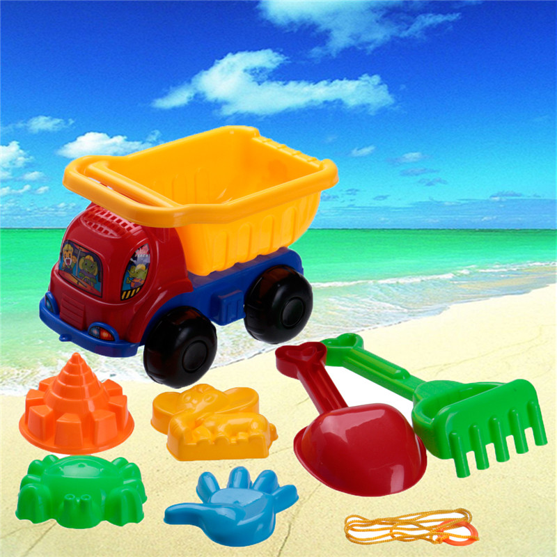 2015 7 pieces sand dump truck spade children fun sand tools play beach pit toys baby bath toys set for kids