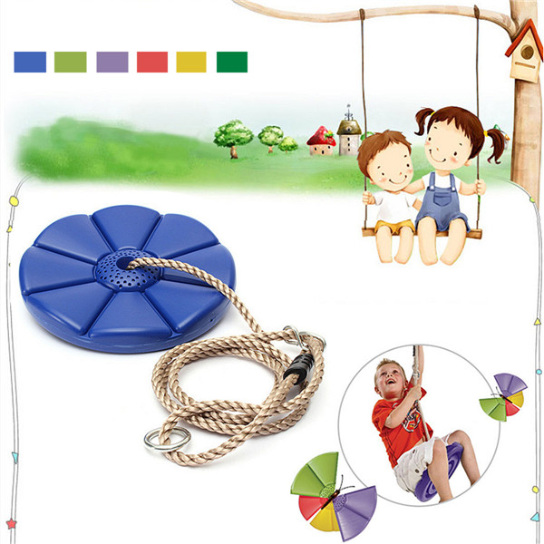 best hign quality fun durable plastic swing set play disc swing seat tree swing disk blue garden kids children toy