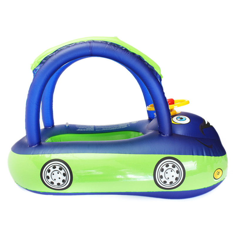 brand new and hign quality inflatable baby float seat boat tube ring car sun shade water swim swimming pool portable blue