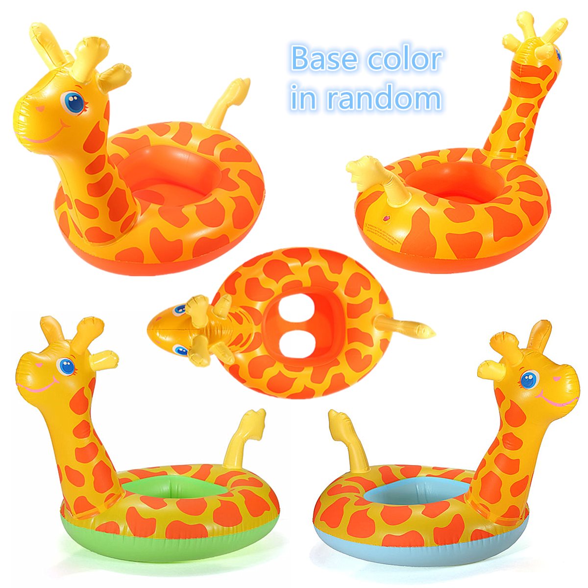 new arrival portable giraffe shape baby child inflatable water swimming pool raft chair seat float ring for kids flexible