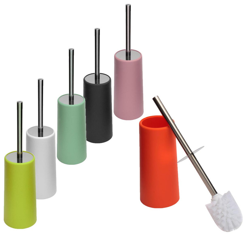 1pc selling useful portable stainless steel toilet cleaning brush and plastic holder set bathroom wc tool