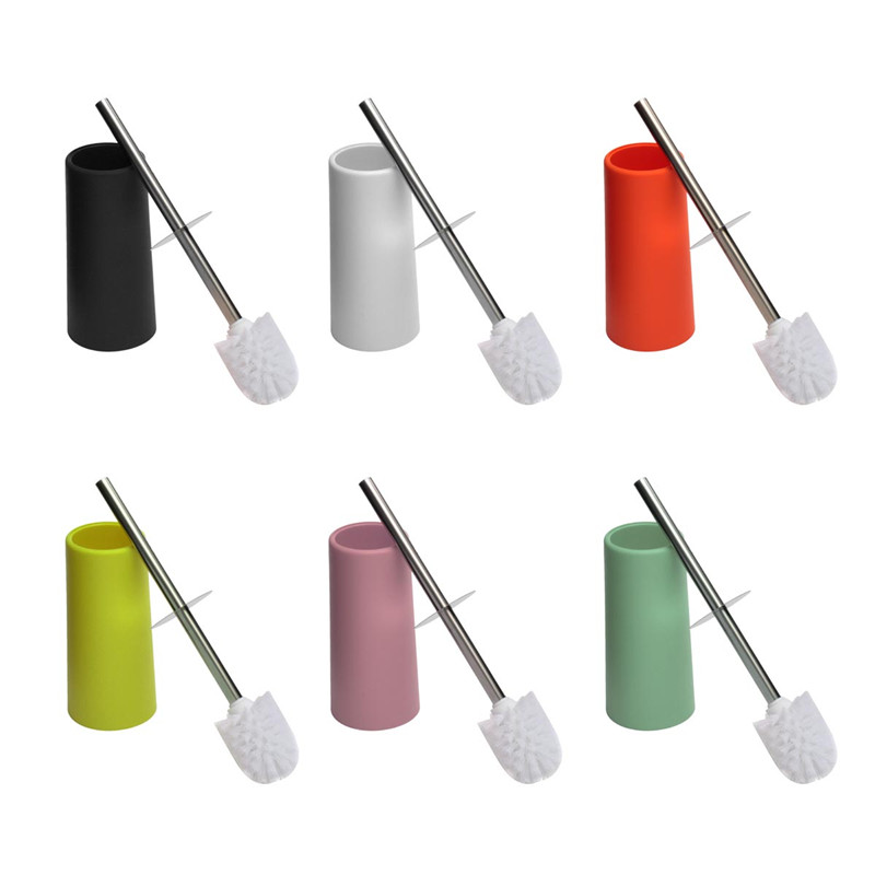 1pc selling useful portable stainless steel toilet cleaning brush and plastic holder set bathroom wc tool