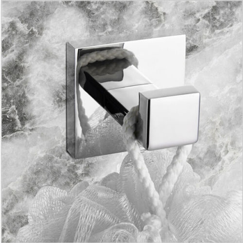 304 stainless steel square mirror polish wall door bathroom bedroom clothes coat towel robe hook hanger rack hook