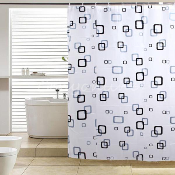 beautiful design excellent quality black and white square bathroom waterproof fabric bath shower curtain fit for decoration