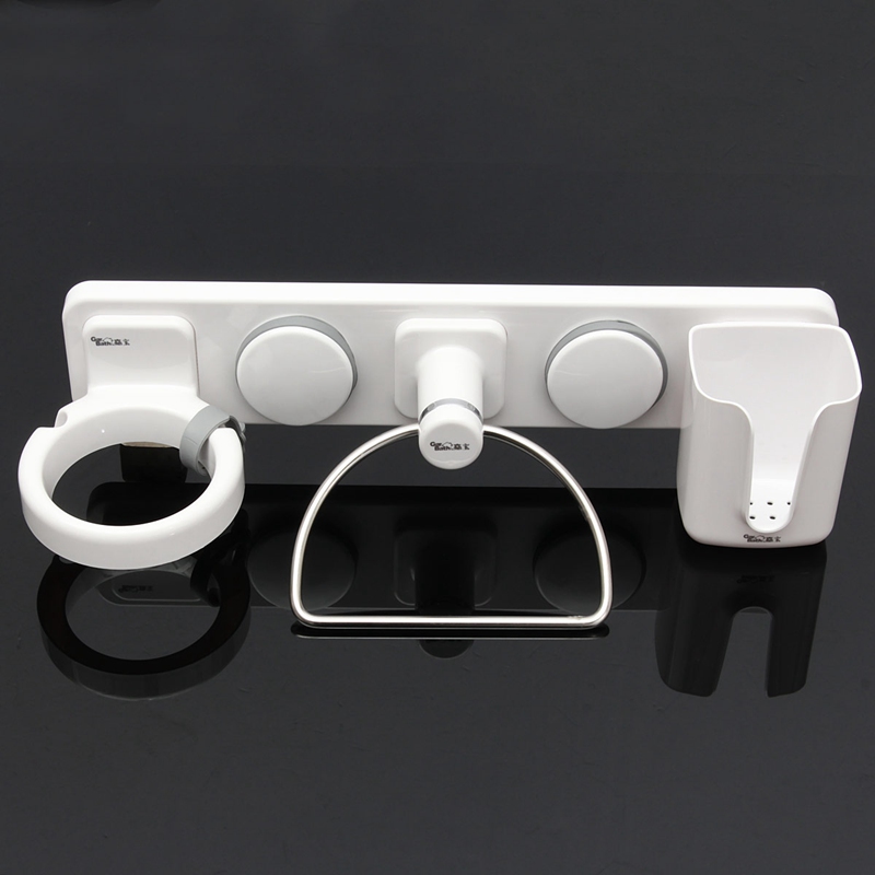 best promotion convinient universal ucker plastic hair dryer storage organizer rack comb holder wall mounted stand