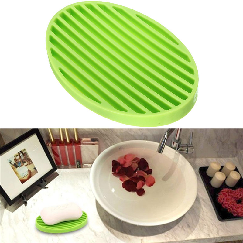 brand new practical fashion silicone flexible soap dish plate bathroom soap holder soapbox suitable for bathroom or kitchen