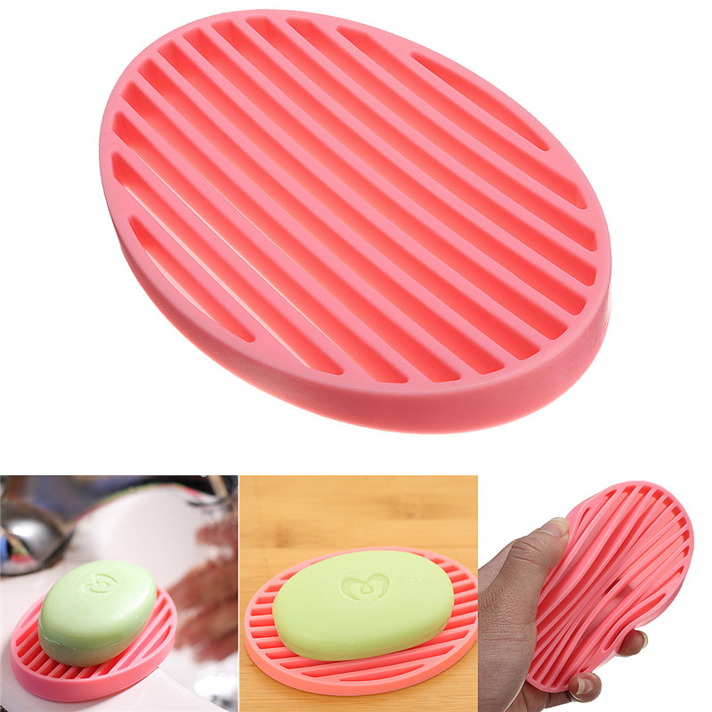 brand new practical fashion silicone flexible soap dish plate bathroom soap holder soapbox suitable for bathroom or kitchen